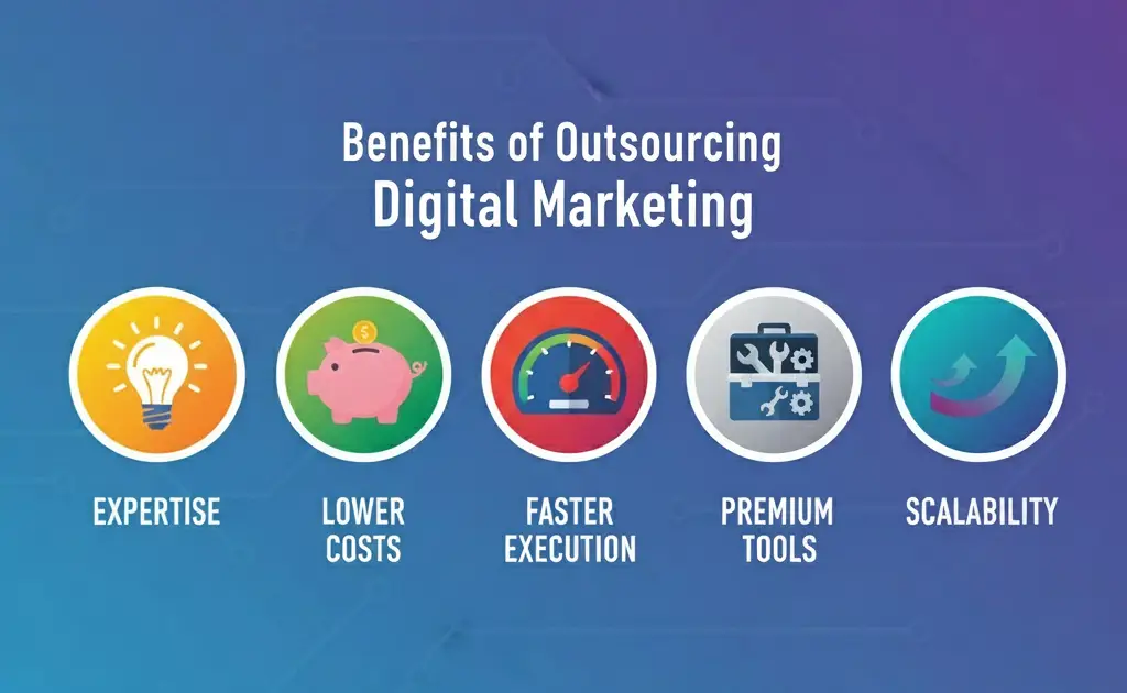 graphic showcasing five distinct icons